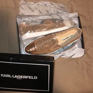 Karl Lagerfeld Paris rose gold shoes